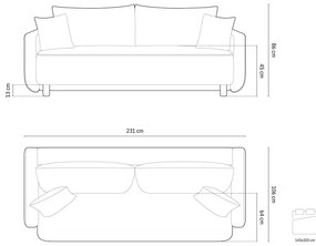 Divano verde allungabile con contenitore 231 cm Elen – Micadoni