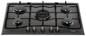 Piano cottura 5 fuochi L 75 cm PC 750 T ANR/HA HOTPOINT nero griglie in acciaio smaltato