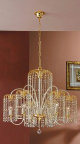 6-light chandelier gold and crystal -408/6 - Royal Crystal Arredoluce Cromo