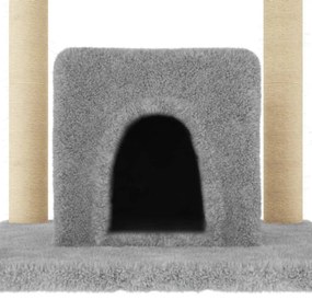 Albero per gatti con tiragraffi in sisal grigio chiaro 154 cm