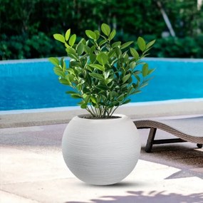 Vaso in resina da esterno interno tondo a sfera d.40x33h Botticelli Bianco