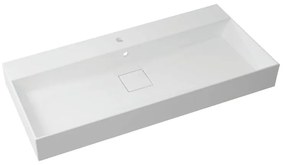 Lavabo a incasso rettangolare vasca centrale Neo L 105 x H 15 x P 49 cm in resina bianco lucido