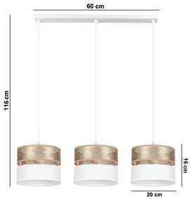 Lampadario a sospensione con filo LIMA 3xE27/60W/230V oro/bianco