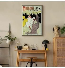 Quadro - Moulin Rouge - La Goulue In cornice di legno naturale 80x120