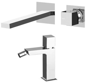 Set miscelatori lavabo a incasso e bidet cromato lucido Torre