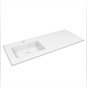 Lavabo integrale rettangolare vasca a sinistra Neo L 121 x H 11 x P 49 cm in porcellana bianco lucido