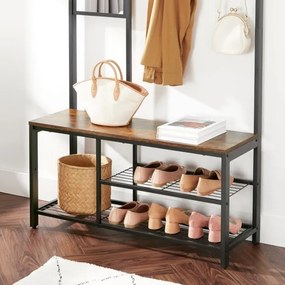 Appendiabiti a piantana con specchio NAVOR marrone/nero