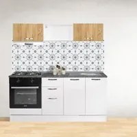 Cucina 180 centimetri Gravina bianco e rovere con elettrodomestici