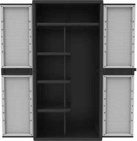 Armadio Portascope Modulare da Esterno 89,7x53,7x180 cm 2 Ante 4 Ripiani in Polipropilene Jumbo Cab Grigio e Nero...