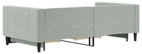 Divano letto estraibile cassetti grigio chiaro 100x200 velluto