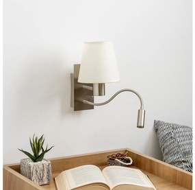 Brilagi -LED Lampada flessibile da muro NUBILA 1xE27/25W/230V+LED/3W cromo opaco/color crema