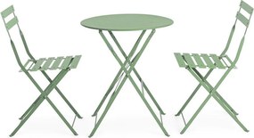 Set da pranzo da giardino color salvia in acciaio per 2 persone Austin – Bizzotto