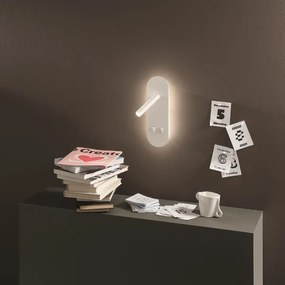 Applique LED 10 cm in metallo Bianco retroilluminato con faretto orientabile PLATE