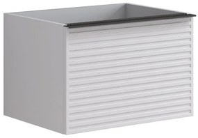 Mobile da bagno sotto lavabo Pixel stripes frontale bianco e maniglia alluminio nero laccato opaco L 60 x H 40 x P 45.5 cm 1 cassetto, lavabo non incluso