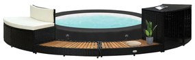 Bordo Spa Nero Polyrattan E Legno Massello Di Acacia /