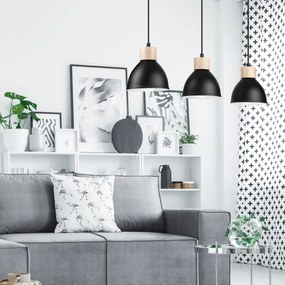 Lampadario a sospensione con filo NICO 3xE27/60W/230V nero