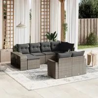 Set Divano da Giardino 10 pz con Cuscini Grigio in Polyrattan 3261290