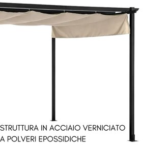 Pergola da Giardino 3x3, Gazebo in Acciaio Verniciato, Top in Poliestere 180 g/mq | 300x300x285h