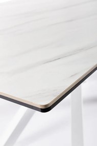 Tavolo SEAN in ceramica effetto marmo e gambe in acciaio bianche 180&#215;90 cm