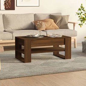 Tavolino Salotto Rovere Marrone 102x55x45 Cm Legno Multistrato /