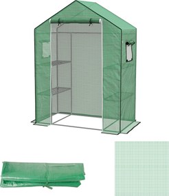 Copertura per Serra da Giardino con Porta a Cerniera e Finestre 140x73x190 cm in PE Verde...