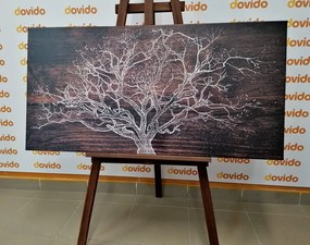 Quadro su tela – Albero su sfondo di legno