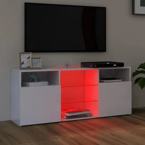 Mobile Porta TV con Luci LED Bianco Lucido 120x30x50 cm