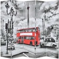 Paravento Pieghevole 200x170 cm Stampa Bus Londra Bianco e Nero cod mxl 67569