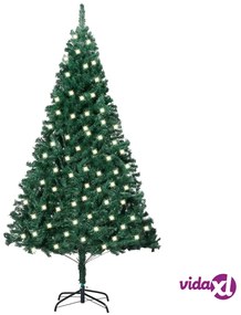vidaXL Albero di Natale Preilluminato con Rami Spessi Verde 120 cm PVC