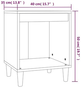 Comodini 2pz Rovere Fumo 40x35x50 cm