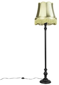 Lampada da terra nera con paralume Granny verde - Classico