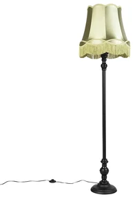 Lampada da terra nera con paralume Granny verde - Classico