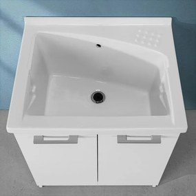 Mobile lavatoio 75x61 cm a due ante con vasca in ceramica Revine