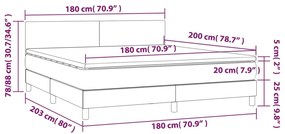 Letto a Molle con Materasso e LED Grigio Scuro 180x200 cm