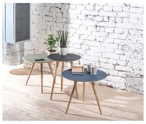 Tavolino in legno di quercia con piano nero , ⌀ 55 cm Arp - Gazzda