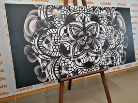 Quadro su tela – Mandala della salute in bianco e nero