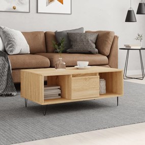 Tavolino Salotto Rovere Sonoma 90x50x36,5 Cm Legno Multistrato /