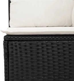 Set divani da giardino 11 pz con cuscini in polyrattan nero