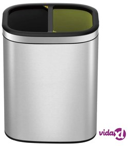 EKO Pattumiera Aperta OLI-Cube 2x10 L Argento Opaco