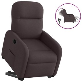 Poltrona Alzapersona Reclinante Elettrica Marrone Scuro Tessuto /