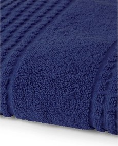Asciugamano tipo terry blu scuro in cotone organico 50x100 cm Check – JUNA