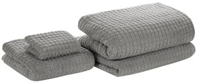 Set di 4 asciugamani in cotone grigio ATAI Beliani