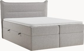 Letto boxspring in ciniglia fatto a mano con contenitore Rialta, H3