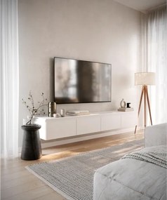 Mobile TV Sospeso 200 cm 4 Ante A Ribalta Bianco Opaco Lume