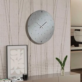 Orologio KYLE rotondo D60 cm in cristallo Fumč e numeri Argento