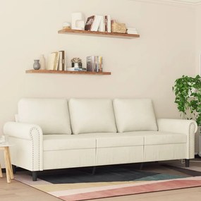 Divano A 3 Posti Crema 180 Cm İn Velluto /
