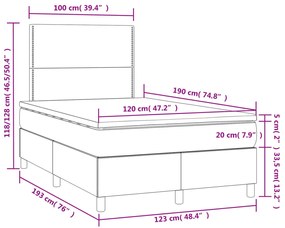 Letto a Molle con Materasso e LED Nero 120x190 cm in Tessuto