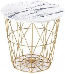 Tavolino HARISSA 41x42 cm oro/bianco marmor decor