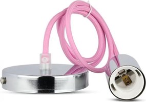 Cavo di alimentazione 1xE27/60W/230V rosa chiaro/cromo lucido