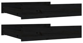 Cassetti per letto 2 pz in legno massello di pino nero